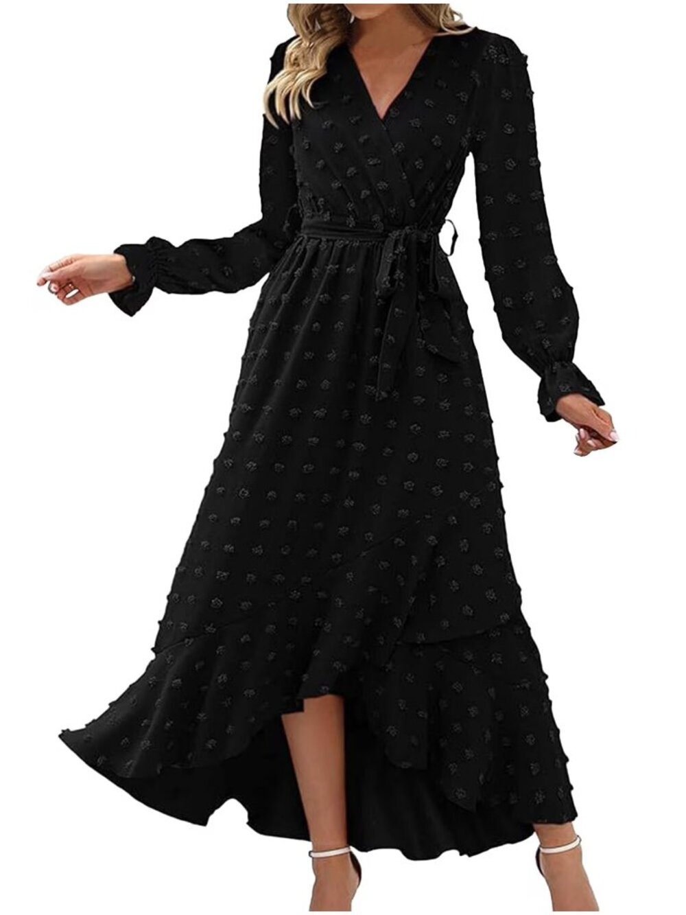 BTFBM Maxi Dress with Long Sleeves and Swiss Dots, size M, NWT
